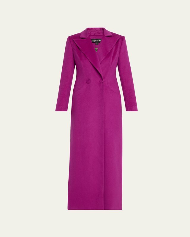 Maxi Peak Lapel Cashmere Wool Coat